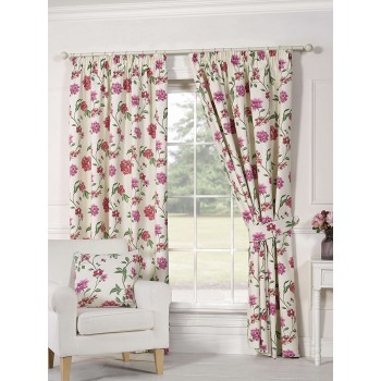 Genevieve Pink Cream - 90x90" Curtains 