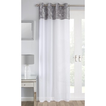 Voile Liberty Silver - 53x54" Eyelet Panel Curtain 