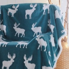 Sherpa Backed Throw Moose Teal - 130x170cm