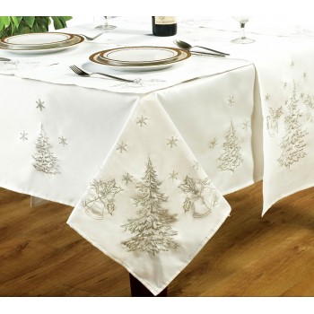 Festive White / Silver 70"x108" - Xmas Table Cloth Range