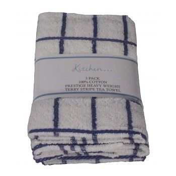 3 Pack Tea Towels - Fancy Stripe Blue