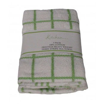 3 Pack Tea Towels - Fancy Stripe Green