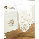 Snowflake White / Silver 70" Round - Xmas Table Cloth Range