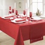Linen Look Red Table Runner - Slubbed Table Cloth Range