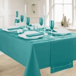 Linen Look Teal Table Runner - Slubbed Table Cloth Range