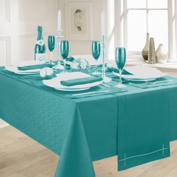 Linen Look Teal 52"x70" - Slubbed Table Cloth Range