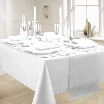 Linen Look White - Tablecloth 52"x90"