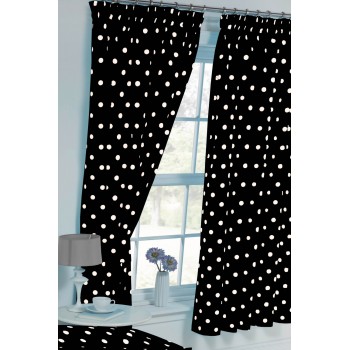 Polka Dot Black - 66x72" Curtains