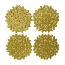 Glitter Snowflake Gold Coasters 4PK - Xmas Table Accessory Range