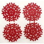 Glitter Snowflake Red Coasters 4PK - Xmas Table Accessory Range