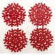 Glitter Snowflake Red Coasters 4PK - Xmas Table Accessory Range