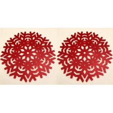Glitter Snowflake Red Placemats 2PK - Xmas Table Accessory Range