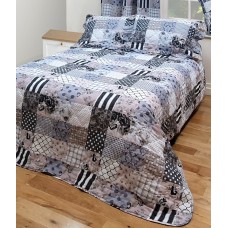 Patchwork Grey Throw Over Set MH - DB