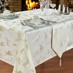 Large Stag Cream/Gold Table Runner - Xmas Table Cloth Range