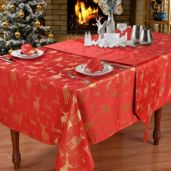 Large Stag Red/Gold 70"x90" - Xmas Table Cloth Range