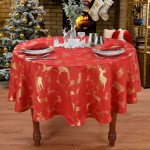 Large Stag Red/Gold 70" RD - Xmas Table Cloth Range