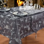 Large Stag Grey/Silver 70"x108" - Xmas Table Cloth Range