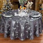 Large Stag Grey/Silver 70" RD - Xmas Table Cloth Range