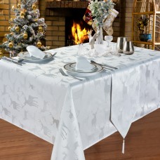 Large Stag White/Silver 54"x72" - Xmas Table Cloth Range Large Stag White/Silver 54"x72" - Xmas Table Cloth Range
