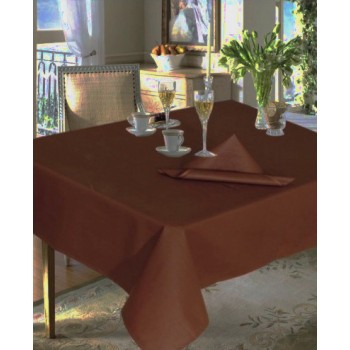 Wipeable Linen Look Chocolate 54"x108" - 100% Cotton Tablecloth Brown
