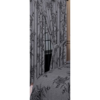 Wild Rose Slate Grey - 66x72" Curtains