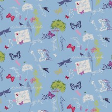 PVC Papillion Blue - Vinyl Table Cloth Range