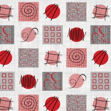 PVC Retro Circles Red - Vinyl Table Cloth Range
