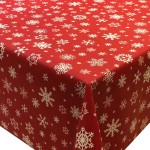 PVC Snowflake Red - Vinyl Table Cloth Range
