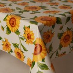 PVC White Sunflowers - Vinyl Table Cloth Range