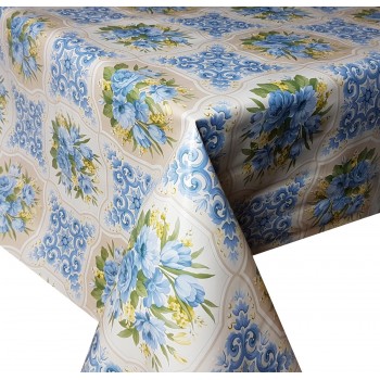 PVC Bouquet Blue - Vinyl Table Cloth Range