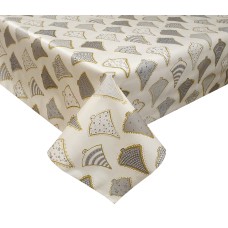 PVC Festive Trees Grey/Gold - Vinyl Table Cloth Range
