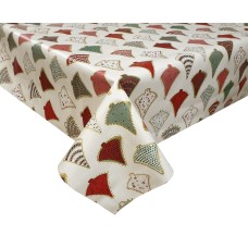 PVC Festive Trees Red/Gold - Vinyl Table Cloth Range