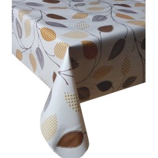 PVC Funky Leaves Brown - Vinyl Table Cloth Range