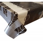PVC Leaf Stripe Black - Vinyl Table Cloth Range