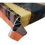 PVC Leaf Stripe Brown - Vinyl Table Cloth Range