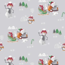 PVC Snowman Grey - Vinyl Table Cloth Range